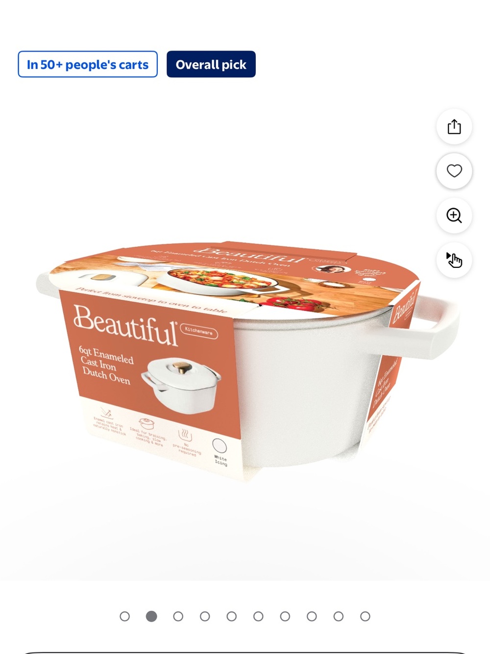 Beautiful 6qt Enameled Cast Iron Dutch Oven - White